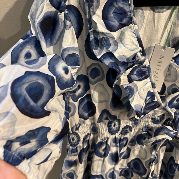 NWOT Marigold Blue and White Patterned Wrap Dress - Picture 4 of 10